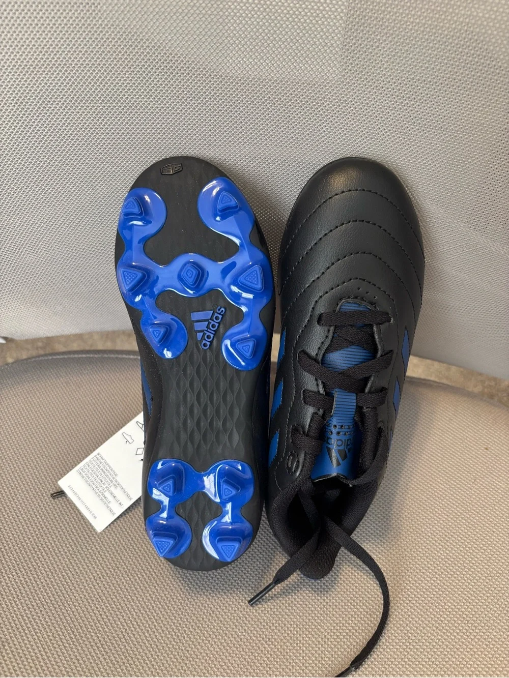 adidas Kids Black and Blue Soccer Cleats